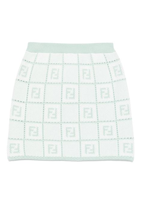 Gonna Crocet Anice Con Motivo Chekc e Logo FF FENDI KIDS | JFG208-ATS6F1SGM